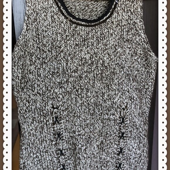 Apanage Collection Women Dark Gray/Light Gray  Blended Merino Knitted Vest Sz M - Picture 4 of 9